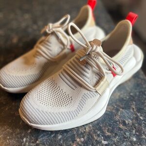 Sorel Cream and Red Knit Sneakers